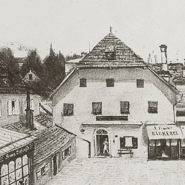 Historic photograph of the Hafnerhaus in Gmunden