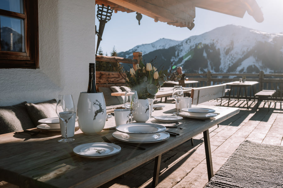 Gmundner tableware in an Alpine outdoor setting